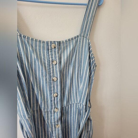 Urban Bliss 100% Cotton Striped Pinafore Dress Seersucker Retro Festival Size 6 - Picture 9 of 9